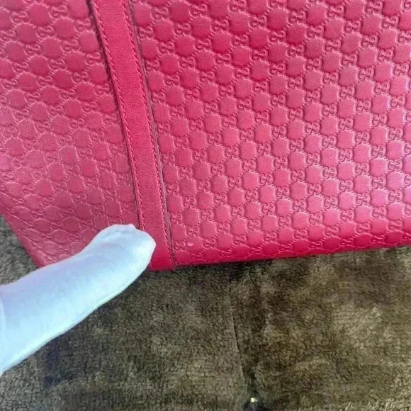 GUCCI Gucci Micro Guccisima Tote Bag Crossbody Shoulder Leather Red - Picture 9 of 10